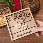 Décoration de Maison avec Support en Bois Cadre Personnalisé avec Noms Cadeau d'Anniversaire St Valentin pour Couple