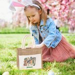 Gepersonaliseerde Camouflage Bunny herbruikbare Jute draagtas met naam Paascadeau voor kind