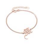 Bracelet Gothique Personnalisé avec Initiale Cadeau Anniversaire Fête pour Femme