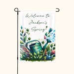 Personalized Welcome to Spring Garden Flag with Name Floral Yard Porch Decoration Housewarming Holiday Gift for Gardening Lover