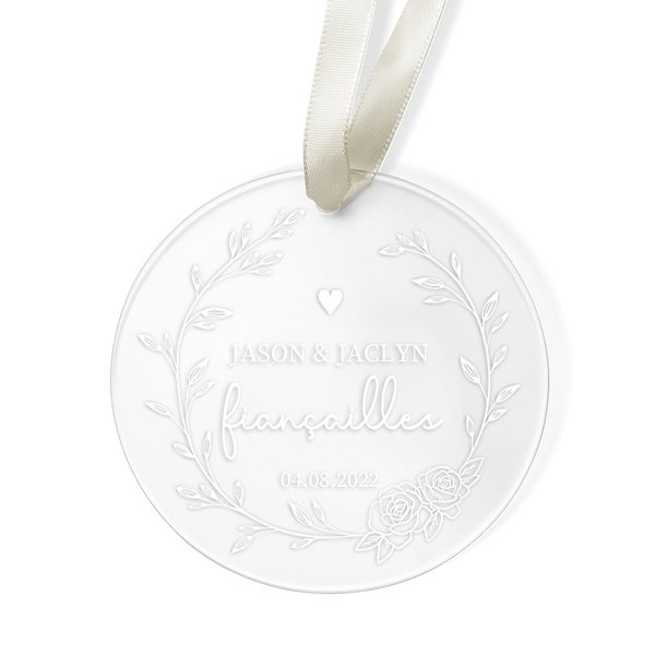 Médaille Ornement Commémoratif Personnalisé avec Motif Événement Date Cadeau Mariage Fiançailles St Valentin pour Couple