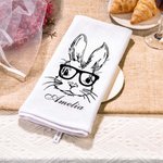 Asciugamano da cucina personalizzato in cotone 100% coniglietto Waffle Super assorbente con nome Regalo di Pasqua per la famiglia