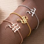 Bracelet Gothique Personnalisé avec Initiale Cadeau Anniversaire Fête pour Femme