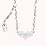 Collier Inoxydable Personnalisé avec Gravure Breloque Forme Cœur Cadeau Anniversaire St Valentin pour Couple Femme