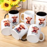 Gepersonaliseerde 11oz Schattige Hooglandse Koe Keramische Mok met Naam Verjaardagscadeau voor Familie Vriend