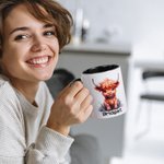 Gepersonaliseerde 11oz Schattige Hooglandse Koe Keramische Mok met Naam Verjaardagscadeau voor Familie Vriend