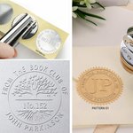 Personalised Book Theme Knowledge Tree Embosser Stamp with Initial Text for Book Envelope Creative Ex Libris Gift for Book Club Member Reading Lover