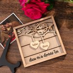 Décoration de Maison avec Support en Bois Cadre Personnalisé avec Noms Cadeau d'Anniversaire St Valentin pour Couple