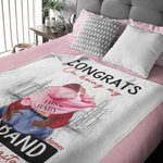 Personalized City Congrats On Being My Husband Fleece Sherpa Soft Blanket Gift for Couple