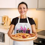 Personalized Bunny Bright-Colored Name Apron with Pocket Easter Gift for Adult Kid