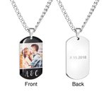 Personalized 1-4 Photos Collage Dog Tag Necklace with Text Birthday Valentine's Day Father's Day Gift for Men