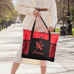 Personalised Hair Stylist Glitter Work Handbag Zippered Tote Bag with Name and Mesh Belt Large Capacity Gift for Hairstylist Hairdressers