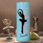 Personalisierte 20oz Tanz Ballerina Silhouette gerade Skinny Becher mit Namen und Stroh Geburtstag Frauentag Geschenk für sie