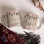 Mug en Céramique Personnalisé avec Titre Noms Fleurs de Naissance Tasse de Style Vintage Cadeau Fête des Mère pour Maman Grand-Mère