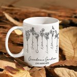 Mug en Céramique Personnalisé avec Titre Noms Fleurs de Naissance Tasse de Style Vintage Cadeau Fête des Mère pour Maman Grand-Mère