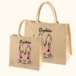 Borsa personalizzata in tela con motivo a coniglietto con nome, regalo di compleanno di Pasqua per bambino