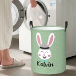Panier de Rangement Personnalisé avec Lapin Organisateur Étanche pour Linge Jouets Livres Cadeau d'Anniversaire de Pâques pour Famille Enfant