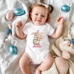Conejito Floral Personalizado Camiseta Bebé Pelele con Nombre Niños Pascua Disfraz Cumpleaños Fiesta Regalo para Niño Recién Nacido
