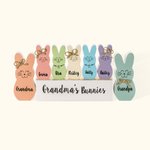 Personalized Easter 1-10 Bow Tie Bunnies Wooden Block Set Colorful Naughty Bunny Home Decoration Easter Holiday Gift for Family
