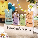 Personalized Easter 1-10 Bow Tie Bunnies Wooden Block Set Colorful Naughty Bunny Home Decoration Easter Holiday Gift for Family