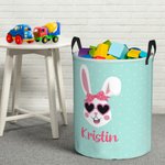 Panier de Rangement Personnalisé avec Lapin Organisateur Étanche pour Linge Jouets Livres Cadeau d'Anniversaire de Pâques pour Famille Enfant