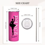 Personalisierte 20oz Tanz Ballerina Silhouette gerade Skinny Becher mit Namen und Stroh Geburtstag Frauentag Geschenk für sie