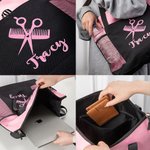 Personalised Hair Stylist Glitter Work Handbag Zippered Tote Bag with Name and Mesh Belt Large Capacity Gift for Hairstylist Hairdressers