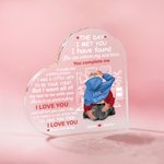 Personalisierte gemütliches Bett Sie vervollständigen mich Herz Acryl Plaque mit Namen und Zeichen Valentinstag Jahrestag Geschenk für Paar