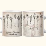 Mug en Céramique Personnalisé avec Titre Noms Fleurs de Naissance Tasse de Style Vintage Cadeau Fête des Mère pour Maman Grand-Mère