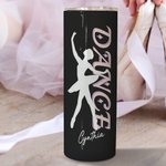 Personalisierte 20oz Tanz Ballerina Silhouette gerade Skinny Becher mit Namen und Stroh Geburtstag Frauentag Geschenk für sie