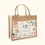 Bolsa de yute con bolsillo de lona personalizada con el tema de la costura Regalo de cumpleaños para el Día de la Madre para un amante de la costura