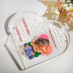 Plaque aquarelle personnalisée Love You Complete Me Heart Acrylic Plaque avec nom et personnages Cadeau d'anniversaire de St Valentin pour couple