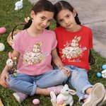 Conejito Floral Personalizado Camiseta Bebé Pelele con Nombre Niños Pascua Disfraz Cumpleaños Fiesta Regalo para Niño Recién Nacido