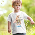 Conejito Floral Personalizado Camiseta Bebé Pelele con Nombre Niños Pascua Disfraz Cumpleaños Fiesta Regalo para Niño Recién Nacido