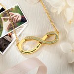 Collier Infini Personnalisé avec Texte et Pierre de Naissance Pendentif Transformable en Coeur Cadeau Anniversaire St Valentin pour Femme