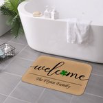 Personalized Lucky Four Leaf Clover Non-Slip Welcome Doormat Home Decoration St. Patrick's Day Housewarming Gift for Family