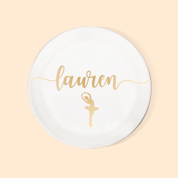 Personalisierte Tanz Ballerina Keramik Schmuck Ring Dish mit Namen Geburtstag Hochzeit Geschenk für sie