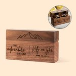 Personalised Rustic Engraved Wide Wood 2 Rings Bearer Box with Date & Name Wedding Proposal Gift for Couple