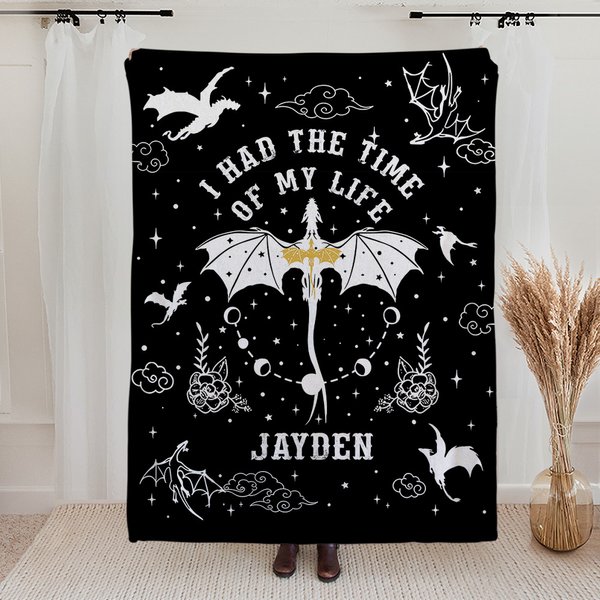 Personalizada I Had The Time Of My Life Dragon Starry Sky Manta Suave con Nombre Regalo de Cumpleaños para Lector Amante de los Dragones