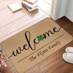 Personalized Lucky Four Leaf Clover Non-Slip Welcome Doormat Home Decoration St. Patrick's Day Housewarming Gift for Family