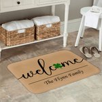 Personalized Lucky Four Leaf Clover Non-Slip Welcome Doormat Home Decoration St. Patrick's Day Housewarming Gift for Family