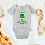 Personalized 1st St. Patrick's Day 100% Cotton Baby Romper with Name Baby Shower Gift for Newborns