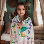 Couverture polaire personnalisée en forme de dinosaure avec nom coloré Cadeau d'anniversaire pour enfant