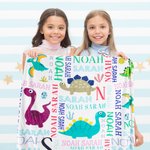 Couverture polaire personnalisée en forme de dinosaure avec nom coloré Cadeau d'anniversaire pour enfant