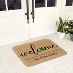 Personalized Lucky Four Leaf Clover Non-Slip Welcome Doormat Home Decoration St. Patrick's Day Housewarming Gift for Family