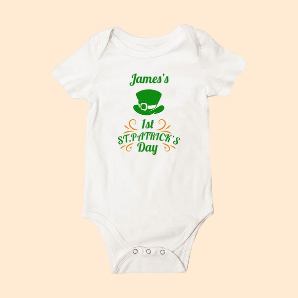 Personalized 1st St. Patrick's Day 100% Cotton Baby Romper with Name Baby Shower Gift for Newborns