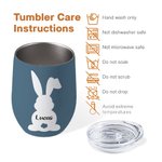 Personalized Cute Bunny 12oz Insulated Wine Tumbler with Name and Text Easter Holiday Gift for Family Kids