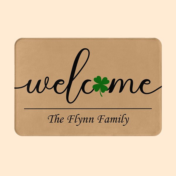 Lucky Four Leaf Clover Doormat St. Patrick's Day