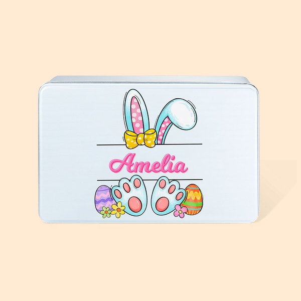 Personalisierte Ostereier Keksdose mit Osterhasen und Namen Ostern Geschenk für Kinder