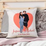 Coussin de Portrait sans Visage Oreiller Personnalisé avec Nom et Date Cadeau d'Anniversaire St Valentin pour Couple